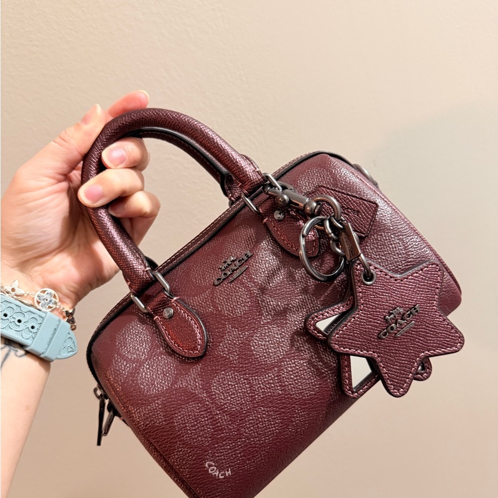 Coach shimmery Burgundy mini Rowan